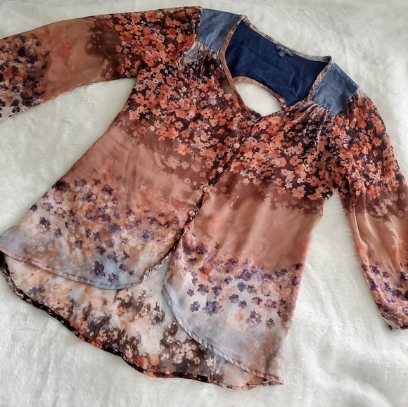 ｌｉｌｙ ｒｏｓｅ さま Lily Rose | Tops | Lily Rose 34 Sleeve Sheer Floral Button Front